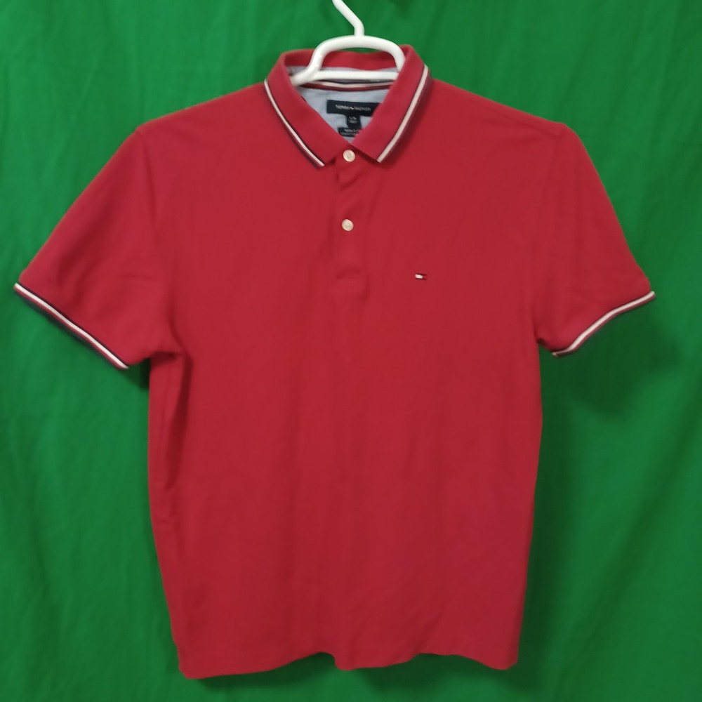 Tommy‎ Hilfiger Mens Regular Fit Polo Shirt Red Short Sleeve Tipped Collar Large